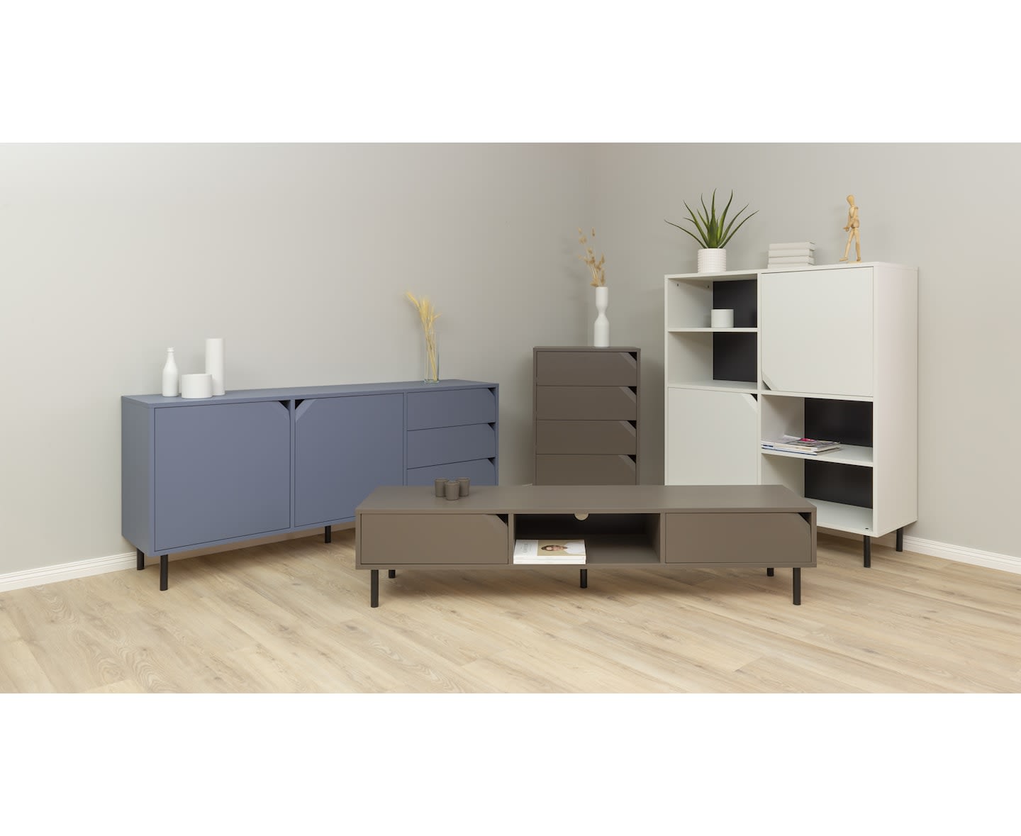 Tenzo Corner Sideboard Lake Blue Matte 176.5cm