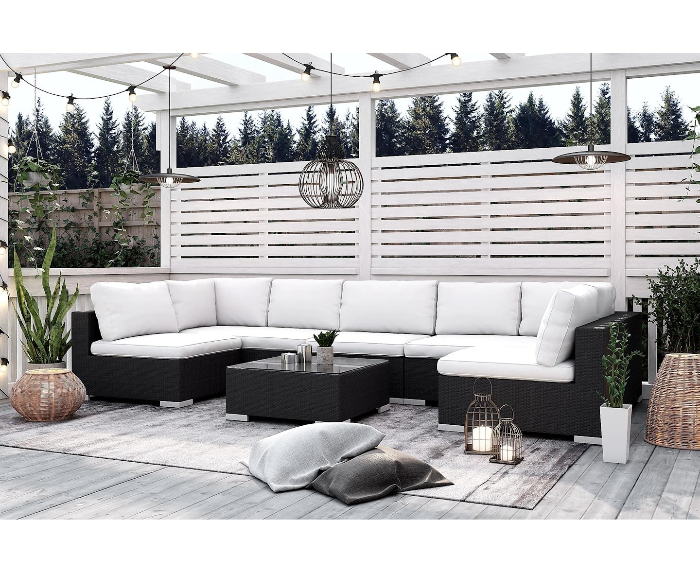 Nordic Outdoor Bora 8-seter Loungesofa inkl. Divan/Bord Svart