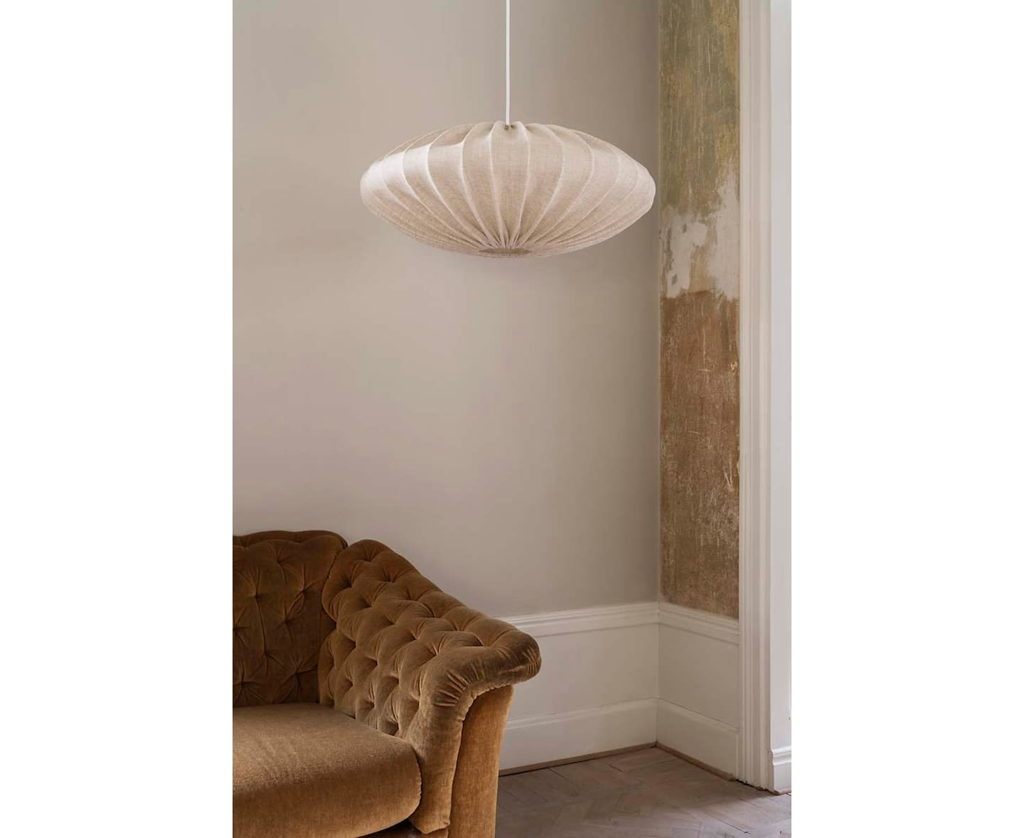 Watt &amp; Veke Ellipse Deckenlampe Leinen Natur 65cm