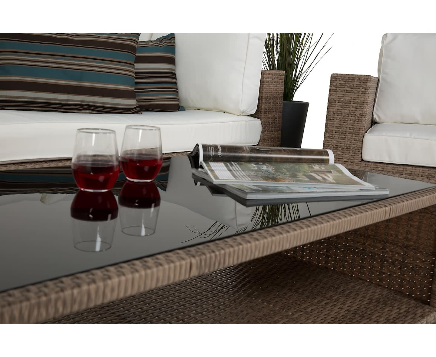 Nordic Outdoor Bora 6-seters loungegruppe inkl. sofa/bord med oppbevaring Sand