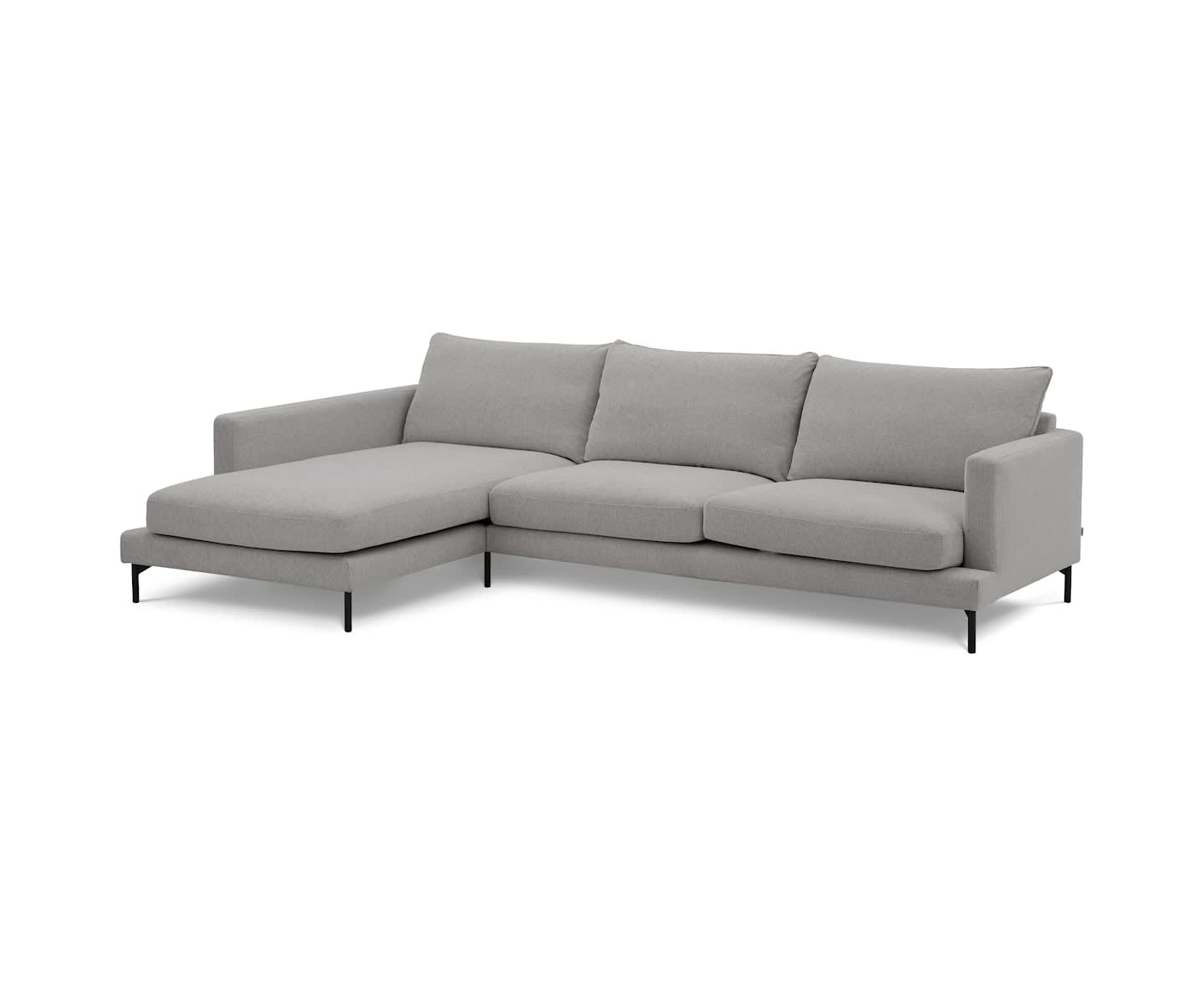 Sleepo Olivia 4-Sitzer Chaiselongue Sofa Links Silber 297cm