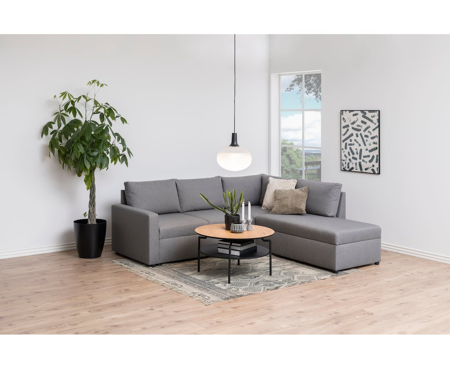 Nordic Home Grums Couchtisch Schwarz/Natur Ø80