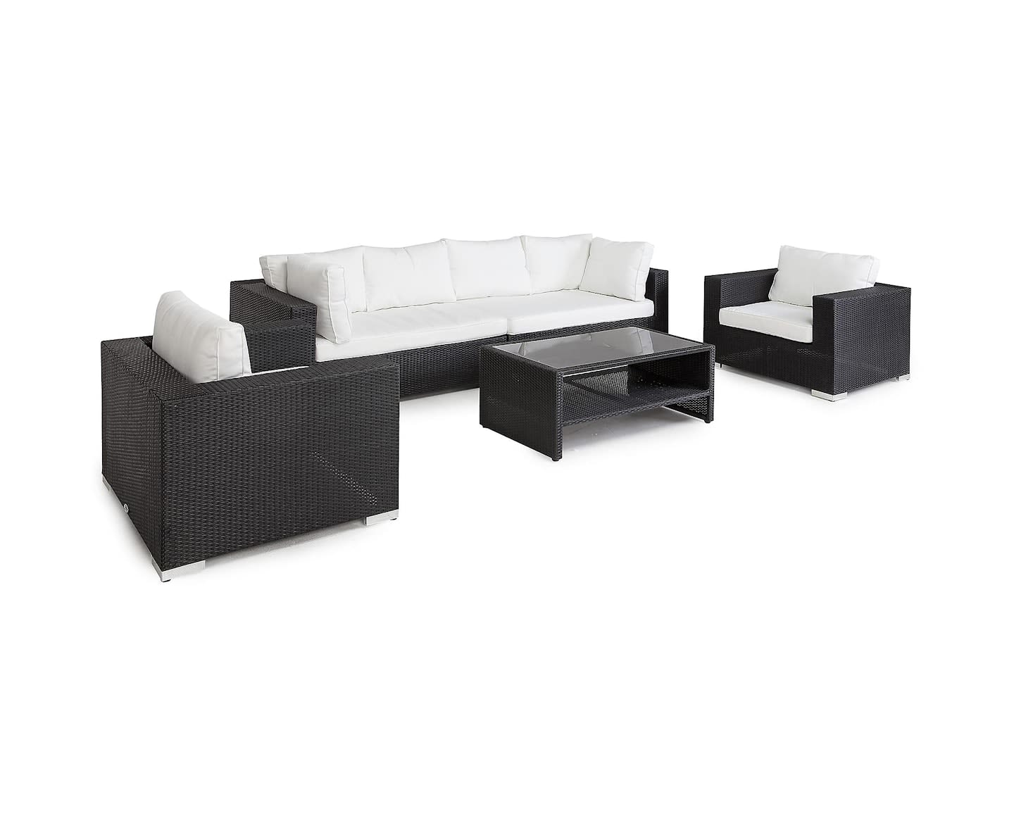 Nordic Outdoor Bora 6-seter Loungegruppe inkl. Bord med Hylle Svart