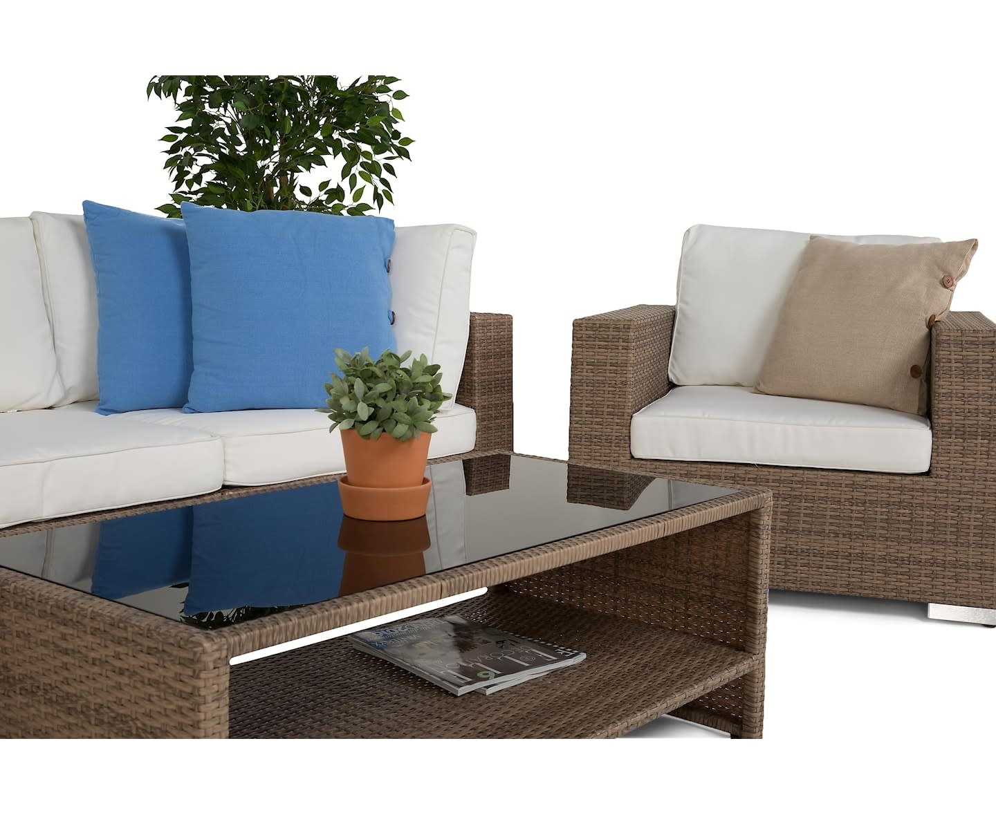 Nordic Outdoor Bora 5-sits Loungegrupp inkl Bord m Förvaring Sand