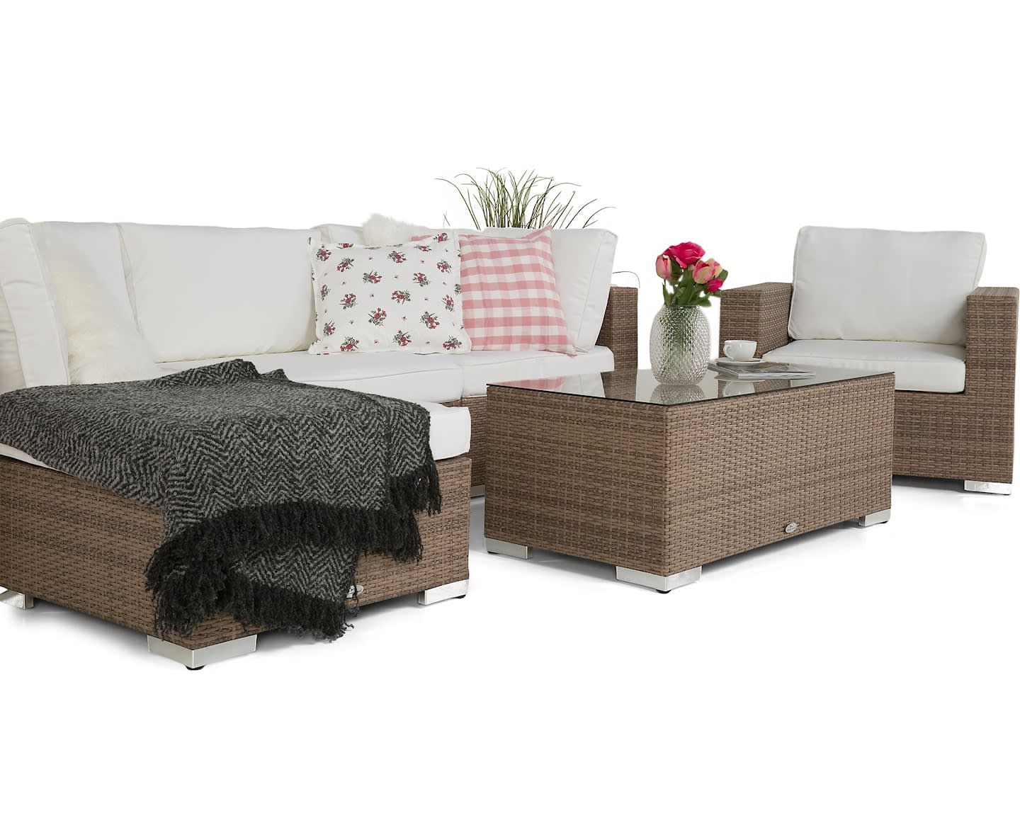 Nordic Outdoor Bora 5-seters loungegruppe inkl. sofa/blokkbord Sand