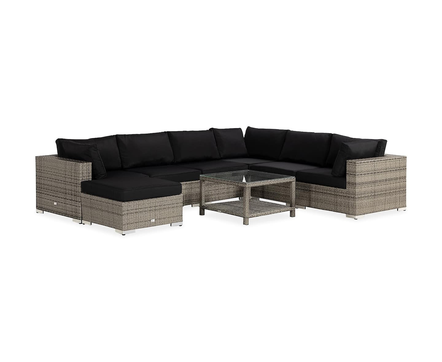 Nordic Outdoor Bora 7-seters lounge sofa inkl. bord med hylle Grå 75x75cm