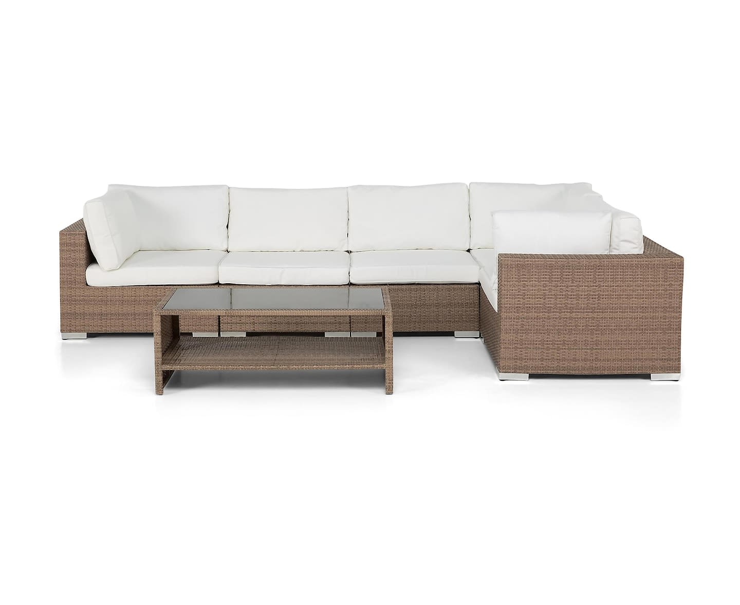 Nordic Outdoor Bora 5-seters lounge sofa inkl. bord med oppbevaring Sand