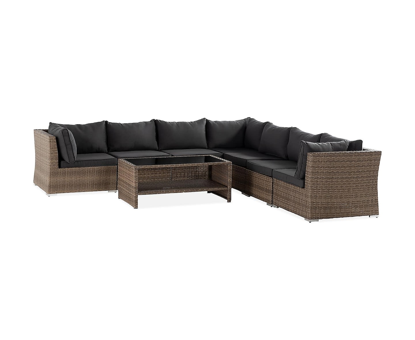 Nordic Outdoor Flynn 7-seters loungesofa hjørne inkl. bord Sand/Mørkegrå