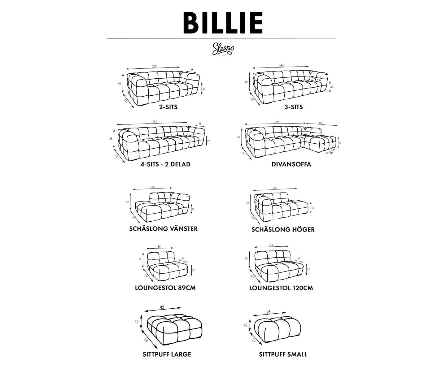 Sleepo Billie 4-sits Soffa Beige Bouclé