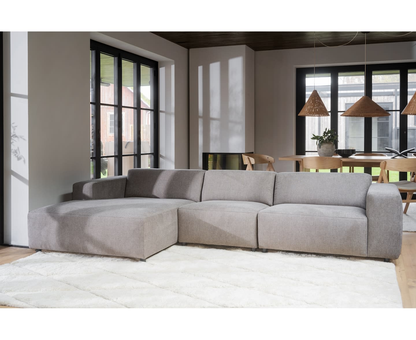 Rowico Home Willard 4-Sitzer Sofa mit Chaiselongue links, Beige