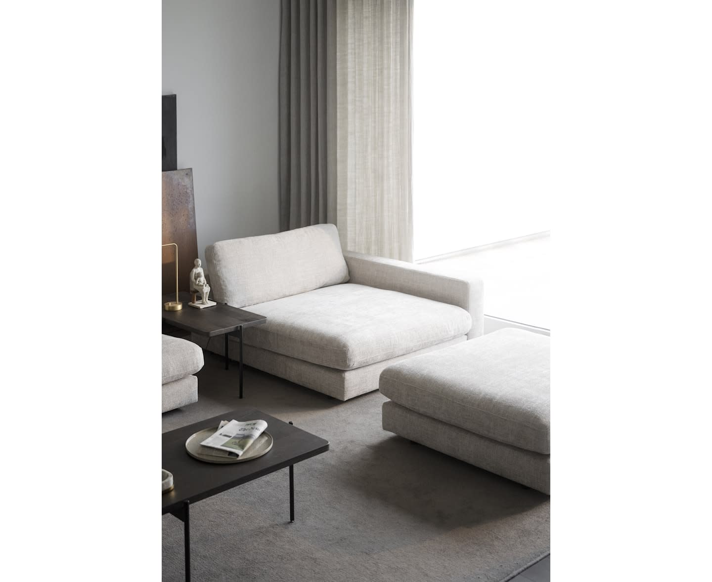 Rowico Home Duncan 1,5-Sitzer Modulares Sofa mit Chaiselongue rechts in Hellgrau