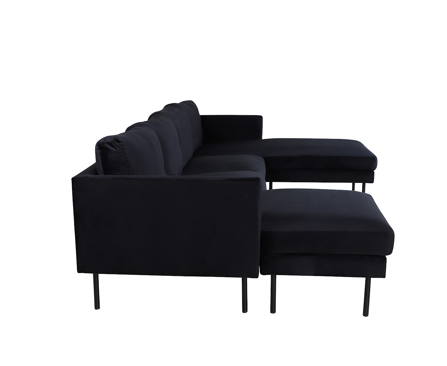 Nordic Home Monique U-Soffa Sammet Svart 262cm