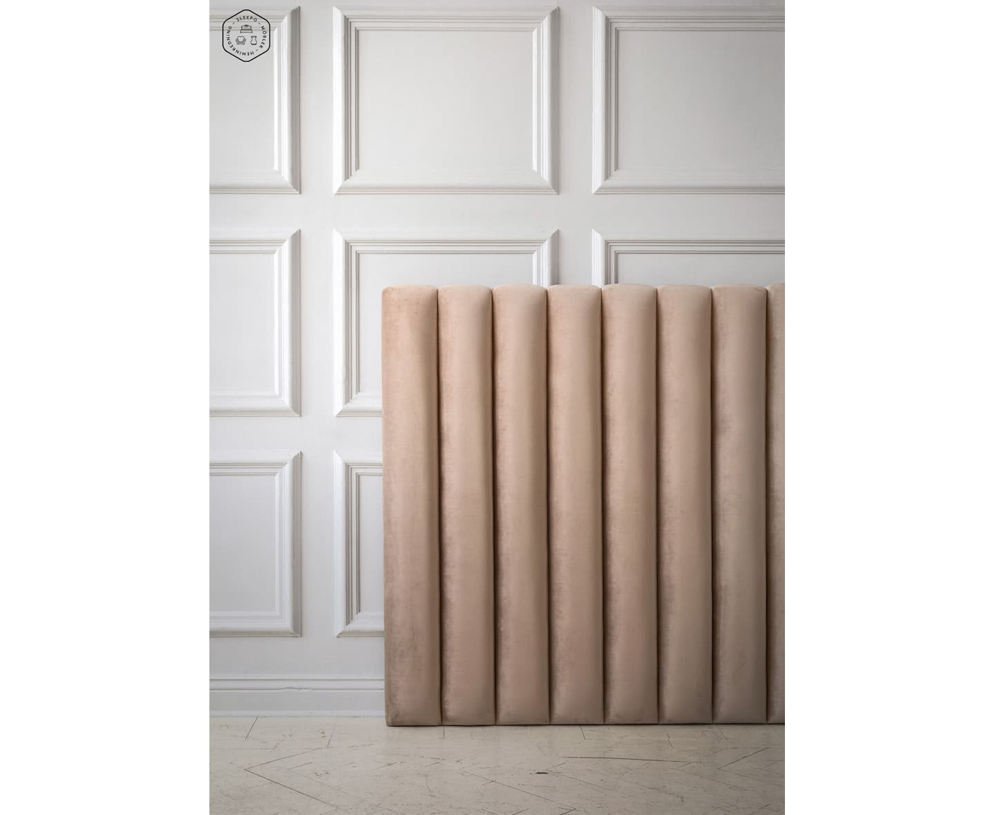 Sleepo Stella Kopfteil Samt Beige 160cm