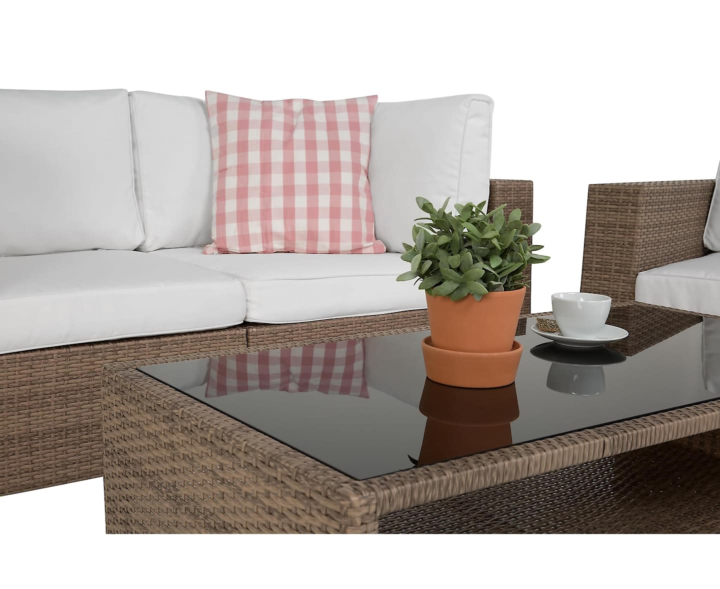 Nordic Outdoor Bora 3-sits Loungegrupp ink Bord m Hylla Sand