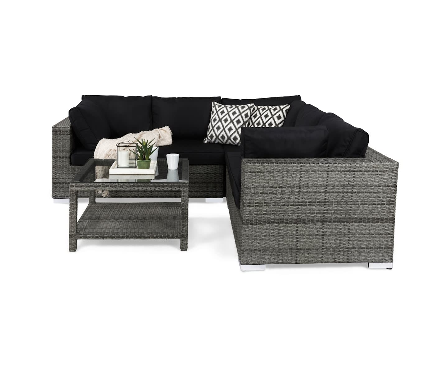 Nordic Outdoor Bora 5-sits Loungesoffa inkl Bord m Förvaring Grå 75x75cm