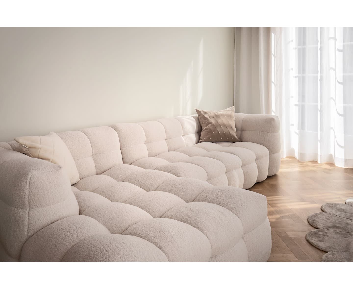 Sleepo Billie Divansofa Venstre Creme Teddy