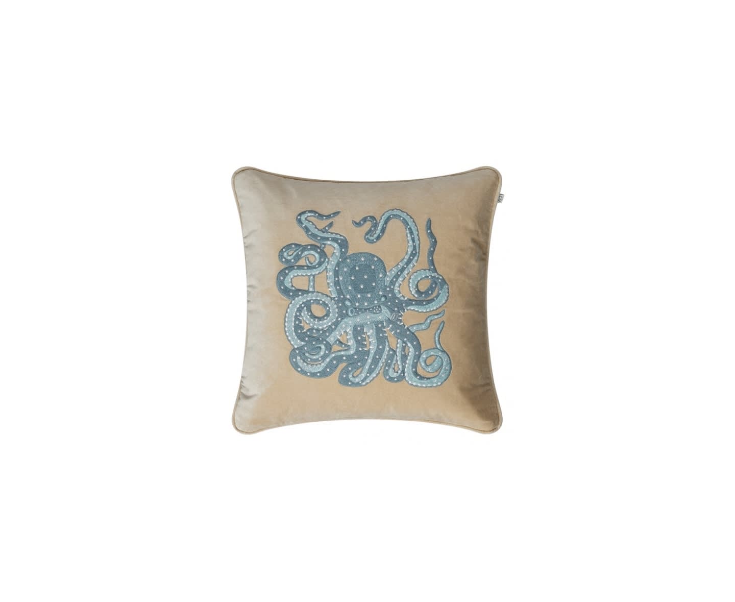 Chhatwal &amp; Jonsson Brodeerattu Octopus Tyynynpäällinen Sametti Beige/Aqua 50x50