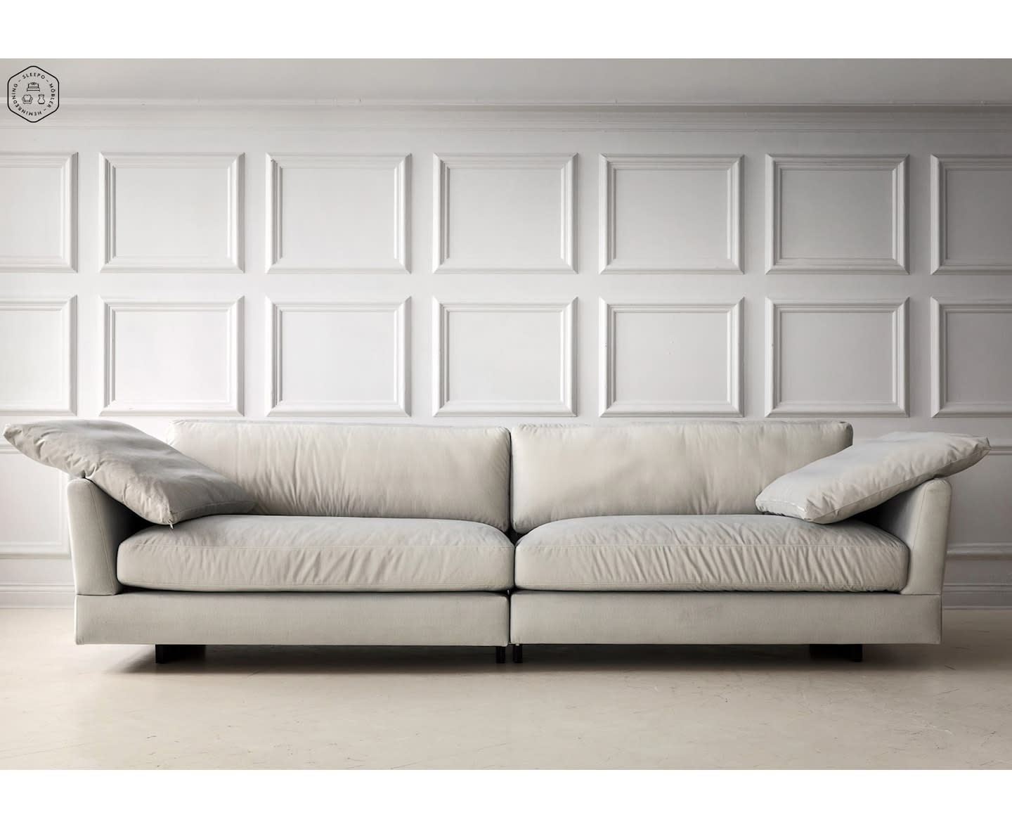 Sleepo Holly 4-Seters Sofa Fløyel Greige 296cm