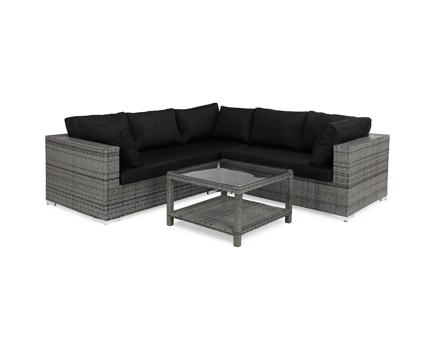 Nordic Outdoor Bora 5-seters lounge sofa inkl. bord med oppbevaring Grå 75x75cm