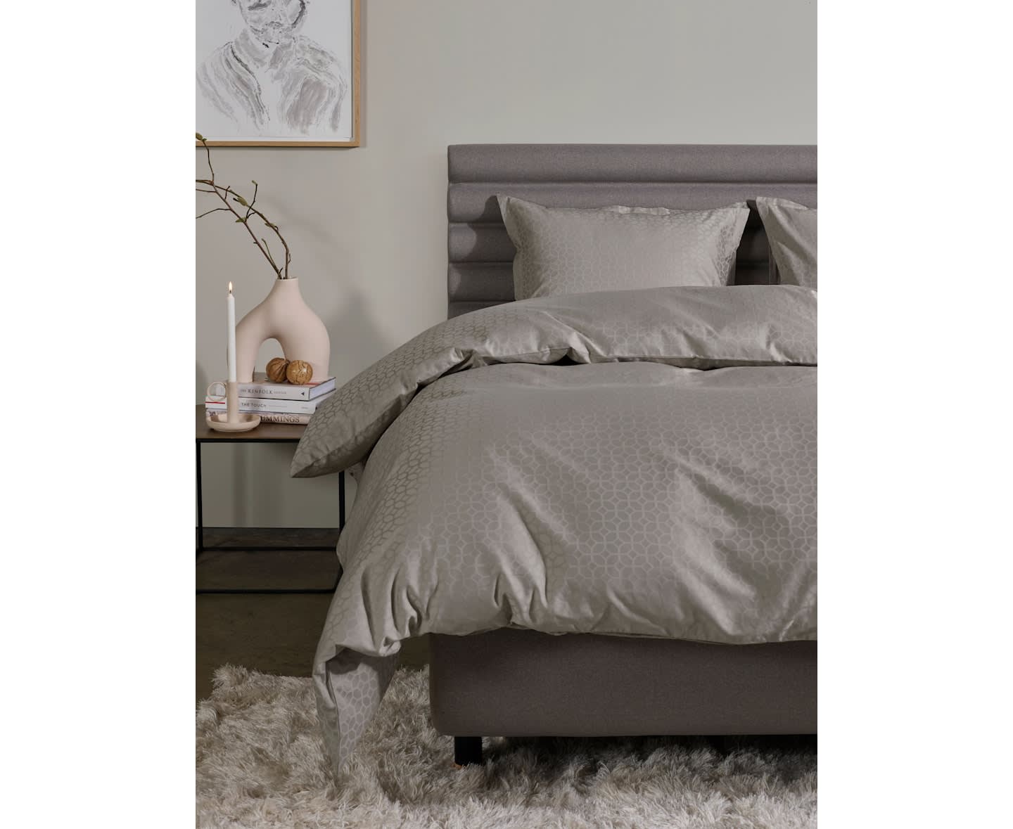 Tempur Satin Luxe Jacquard Påslakan Natur 150x210