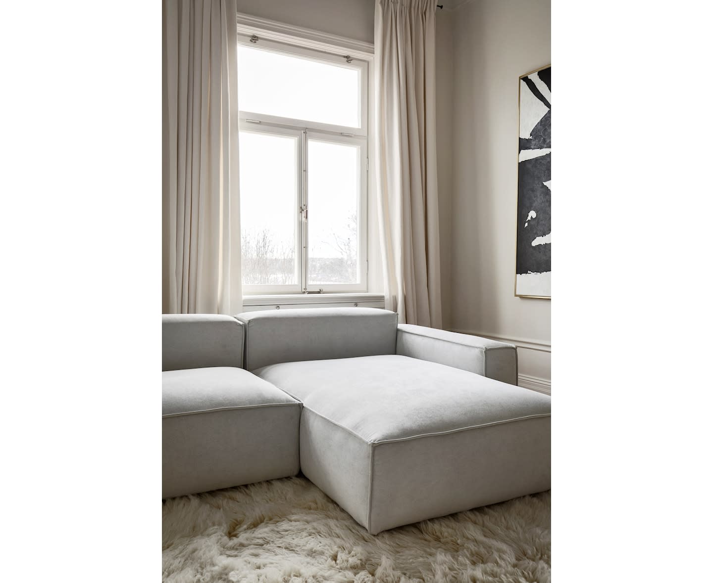 Sleepo Louie Divan-Sofa rechts Greige 348 cm