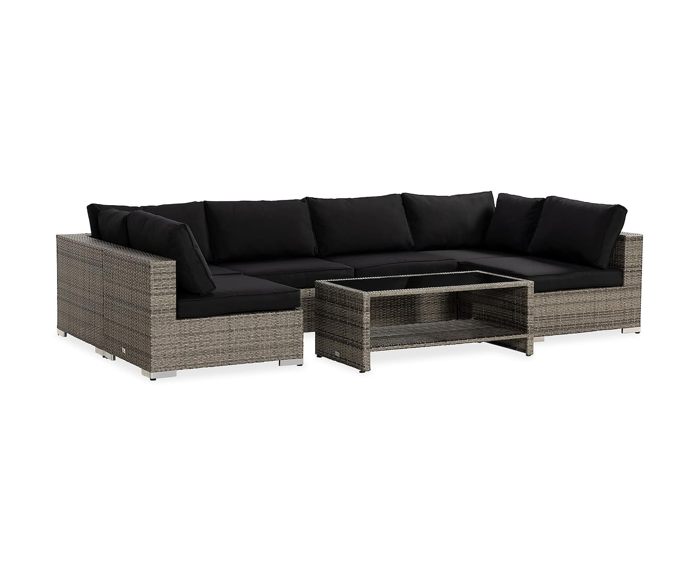 Nordic Outdoor Bora 6-seters lounge sofa inkl. bord med hylle Grå