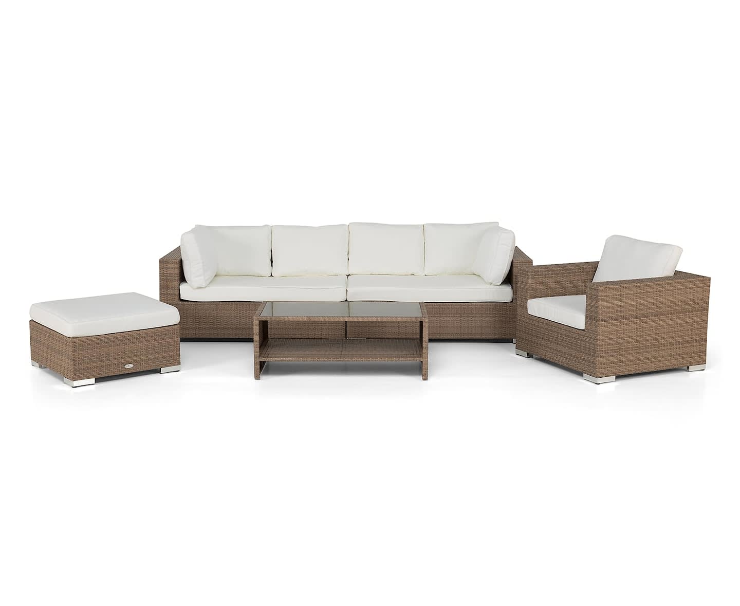 Nordic Outdoor Bora 6-sits Loungegrupp inkl Divan/Bord m Förvaring Sand