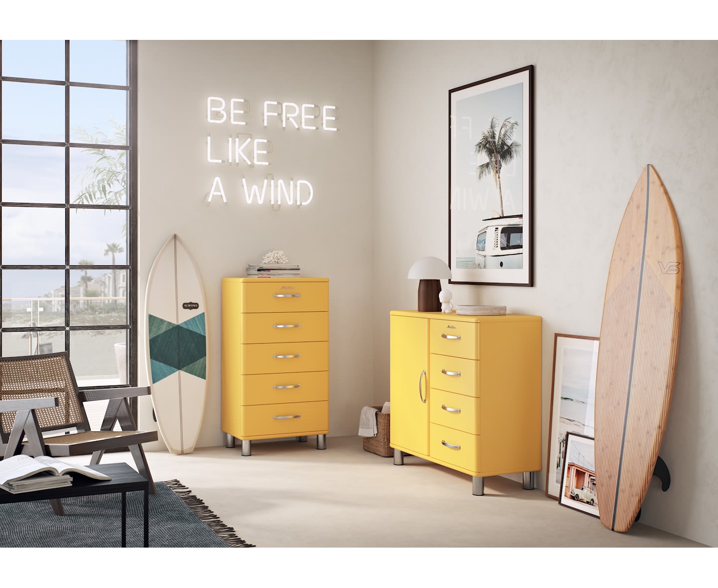 Tenzo Malibu Sideboard Sunny Yellow 98.5cm