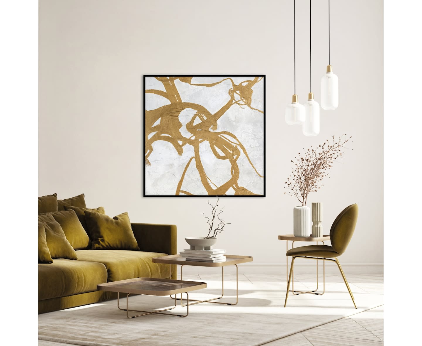 Malerifabrikken Goldplay Tavla Black Frame 100x100cm