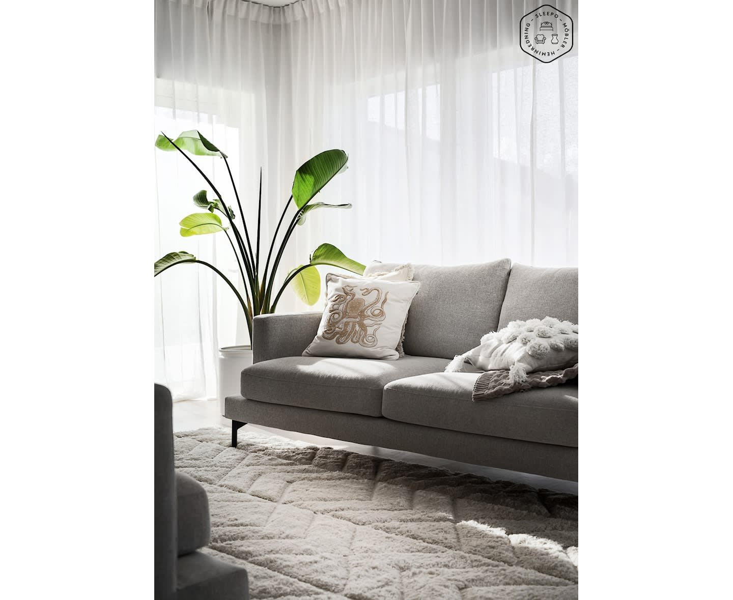 Sleepo Olivia 3-Sitzer Sofa Natur 206cm