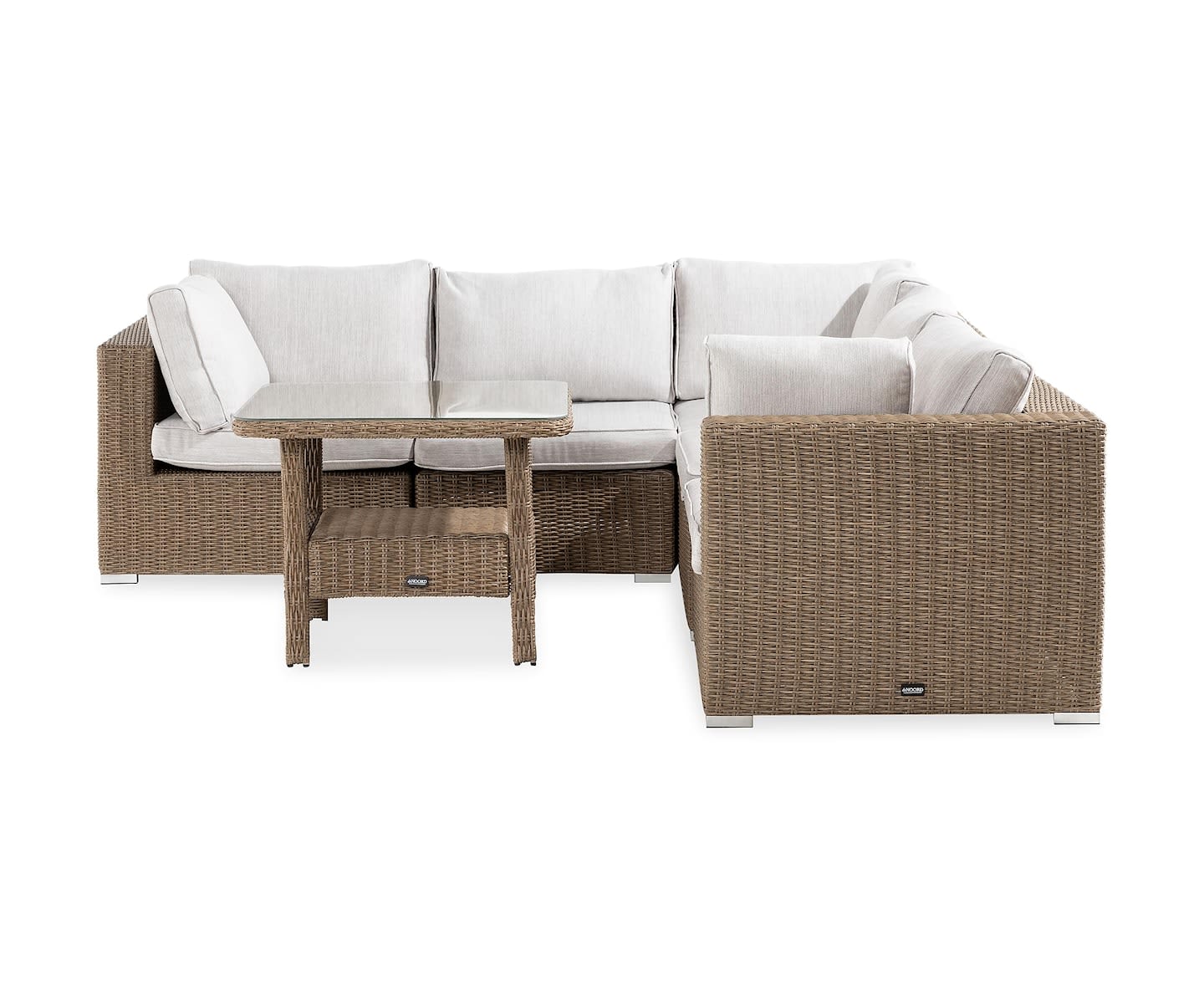 Nordic Outdoor Lillian 5-sits Loungegrupp inkl Bord Brun/Ljusgrå