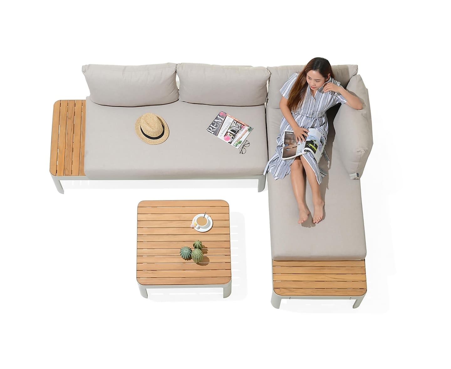 Nordic Outdoor Paola Loungesoffa inkl Bord Beige