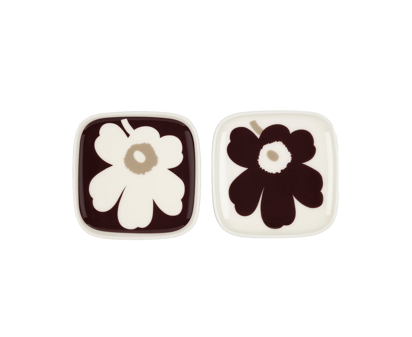 Marimekko Unikko Assiett White/Dark Wine/Clay  2-pack