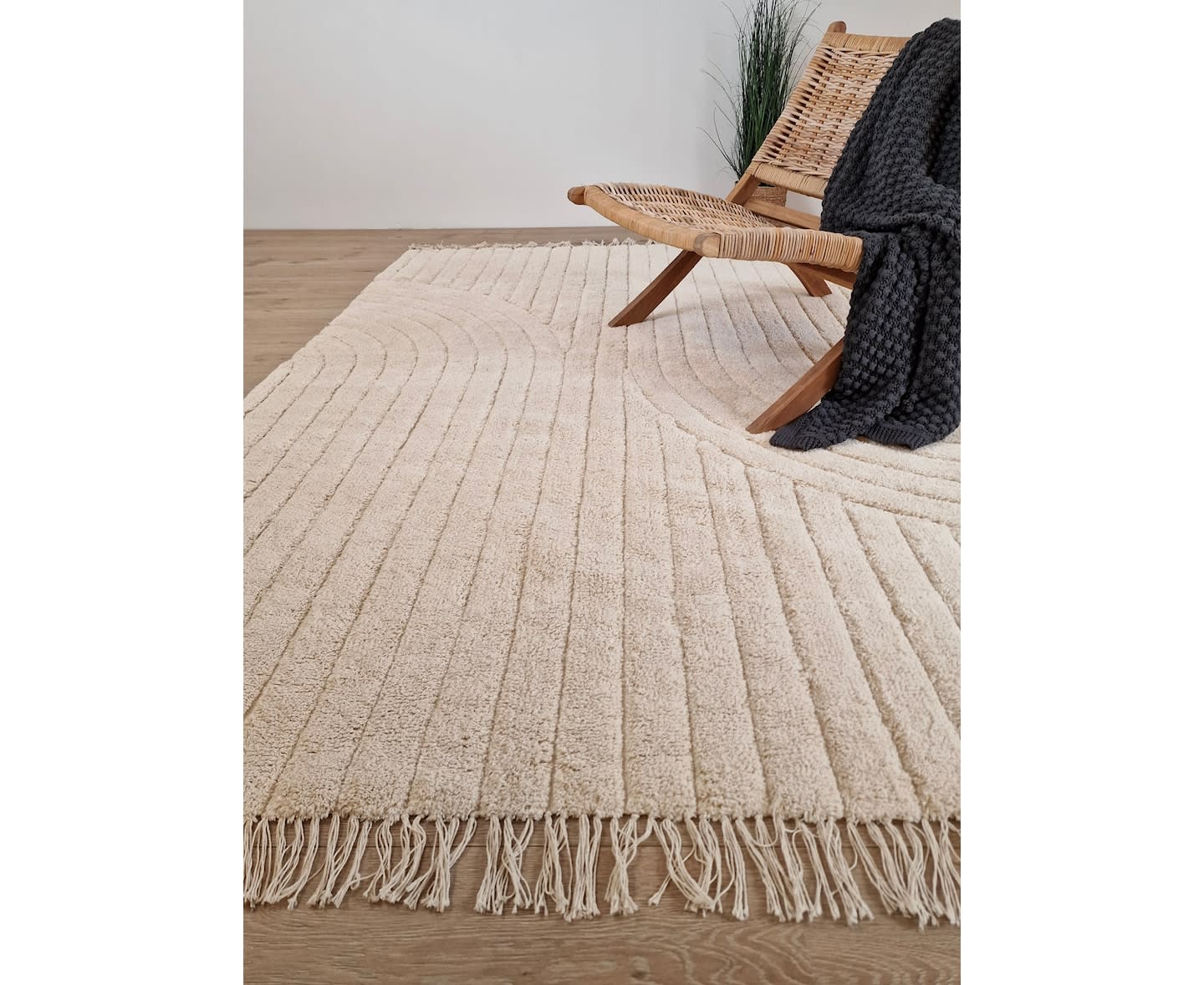 Nordic Home Chelsie Lines Bomullsmatta Creme 240x340