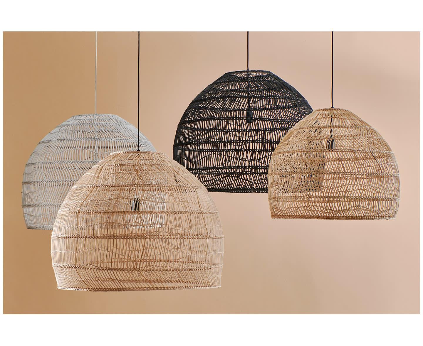 HKliving Wicker Taklampa Ball Svart Ø80