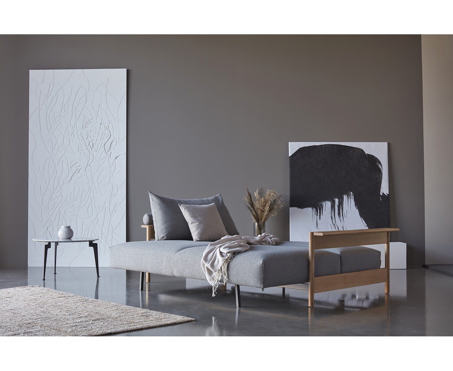 Innovation Living Malloy Bäddsoffa Wood/Bouclé Ash Grey 150x200