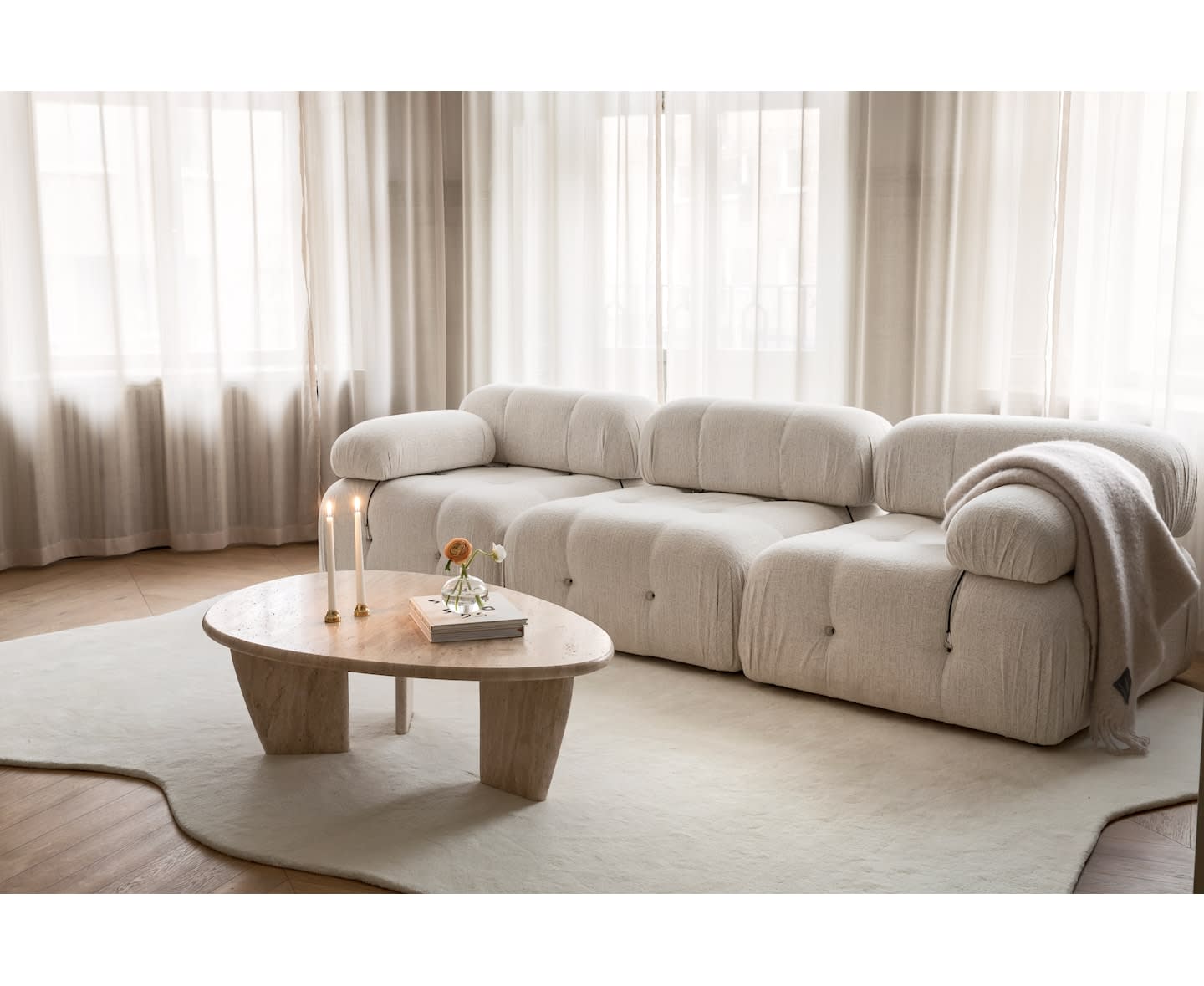 Sleepo Francis Couchtisch Travertin 120cm