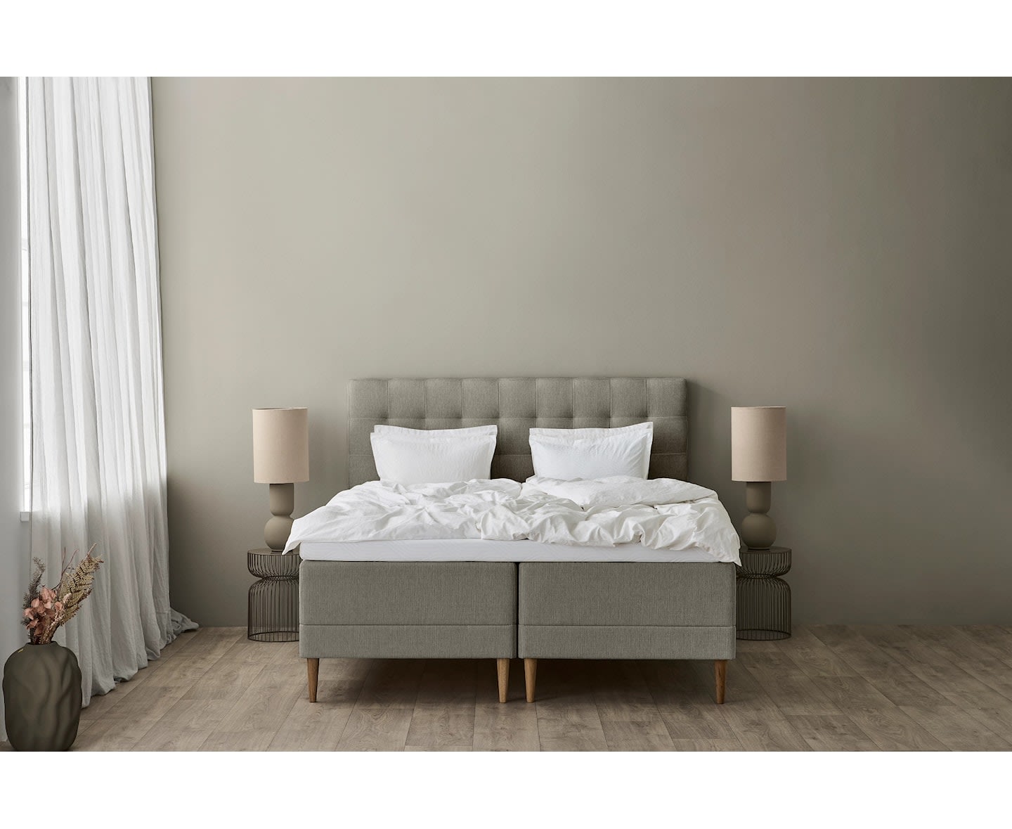 Tempur Promise Ramsäng Warm Grey 160x200 Pro Plus SmartCool 8cm Mjuk Rundat Ekben 19cm