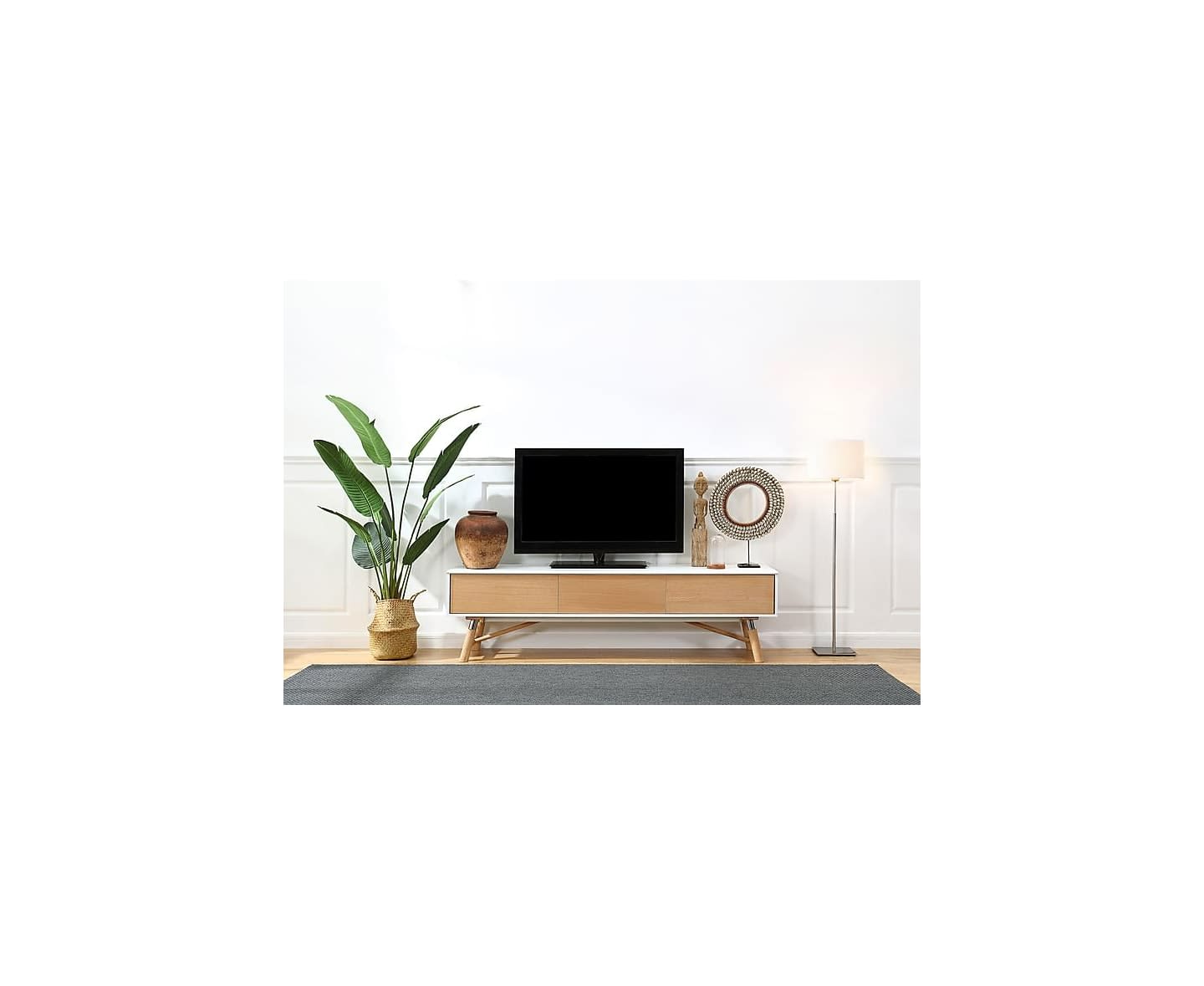 Nordic Home Mia TV-benk Hvit/Natur 180 cm