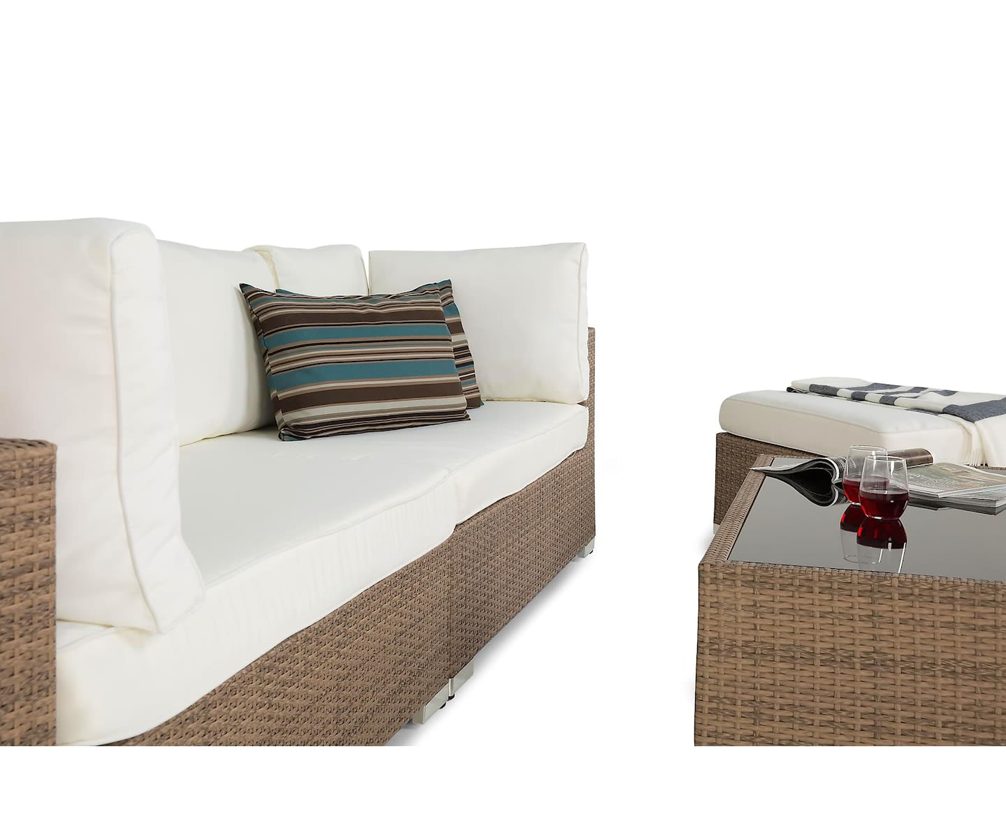 Nordic Outdoor Bora 5-seters loungegruppe inkl. sofa/bord med hylle Sand