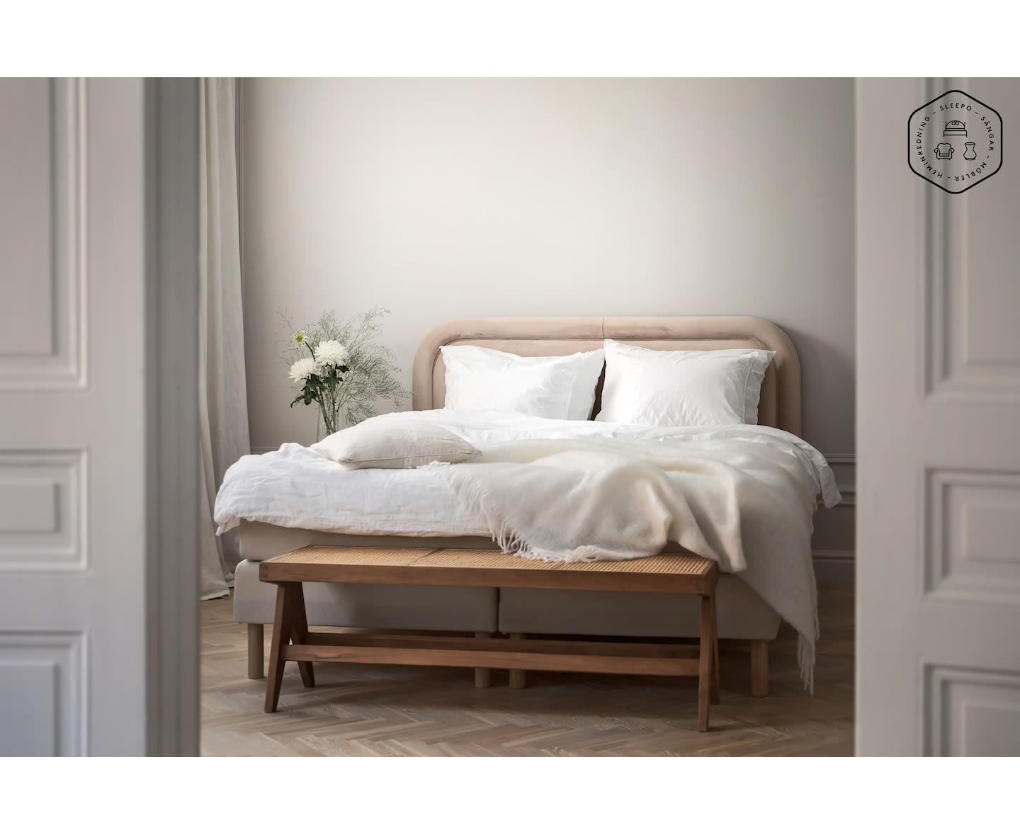 Sleepo Celine Sänggavel Sammet Beige 160cm