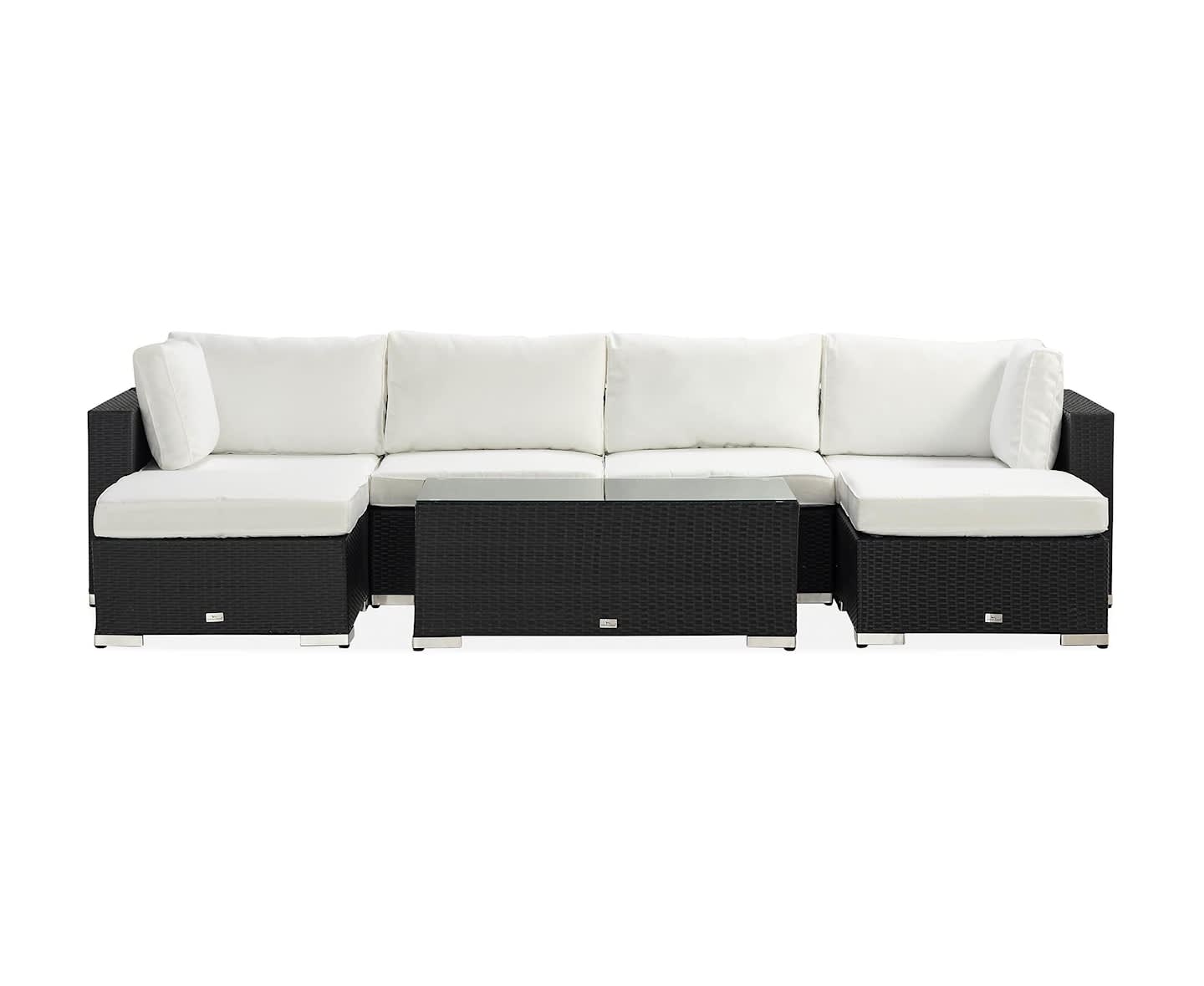 Nordic Outdoor Bora 6-seters lounge sofa inkl. divan/blokkbord Sort