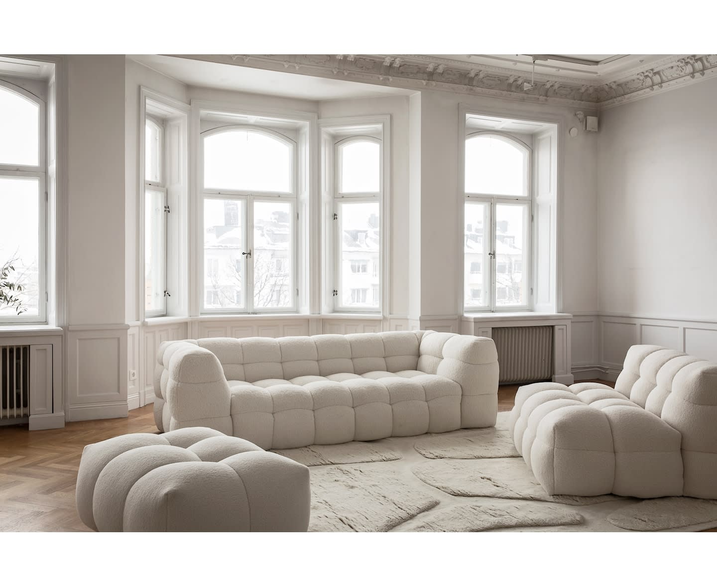 Sleepo Billie 3-Sitzer Sofa Creme Teddy