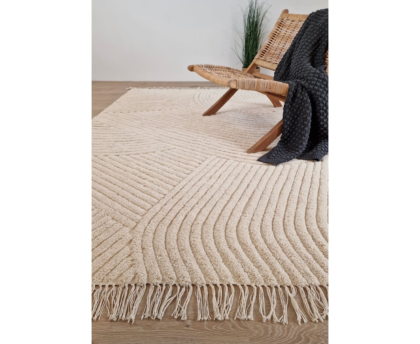 Nordic Home Chelsie Abstrakt Bomullsmatta Creme 160x230