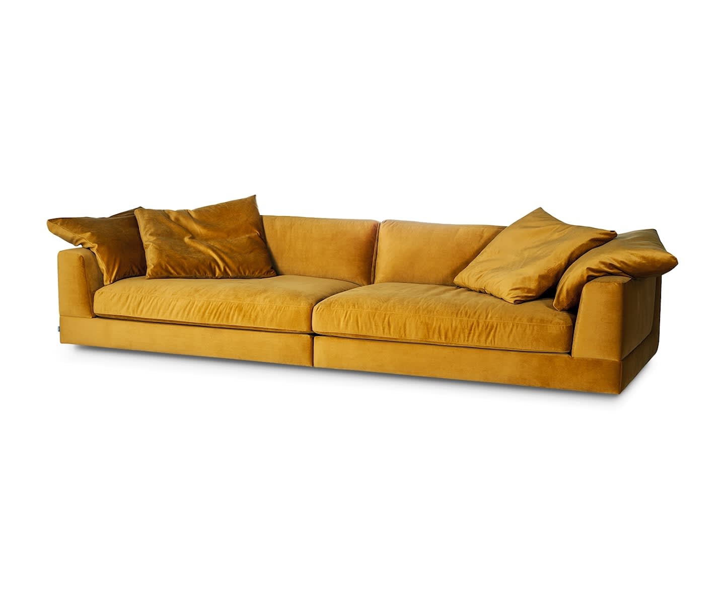 Sleepo Cooper 4-Sitzer Samtsofa Gelb 324cm