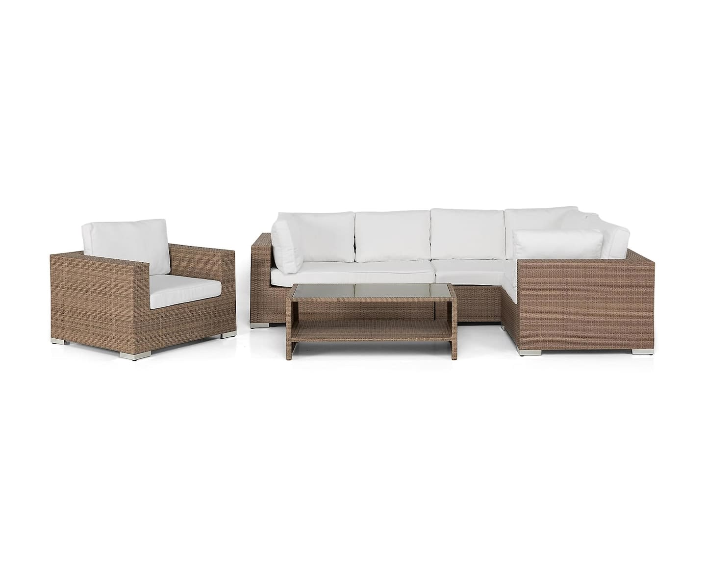 Nordic Outdoor Bora 6-seters L-formet loungegruppe inkl. Bord med hylle Sand