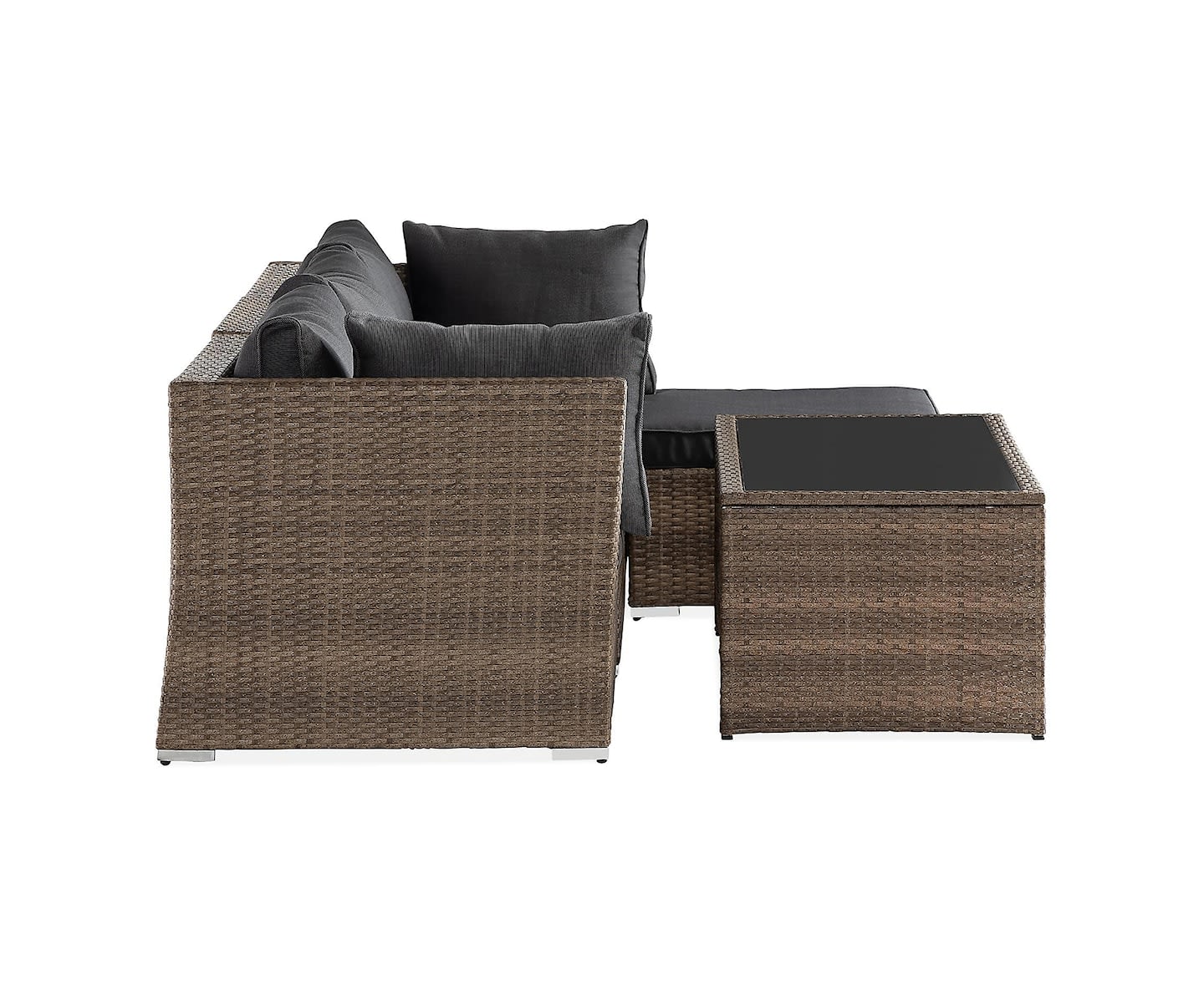 Nordic Outdoor Flynn 4-seters loungesofa inkl. bord med hylle Sand/Mørkegrå