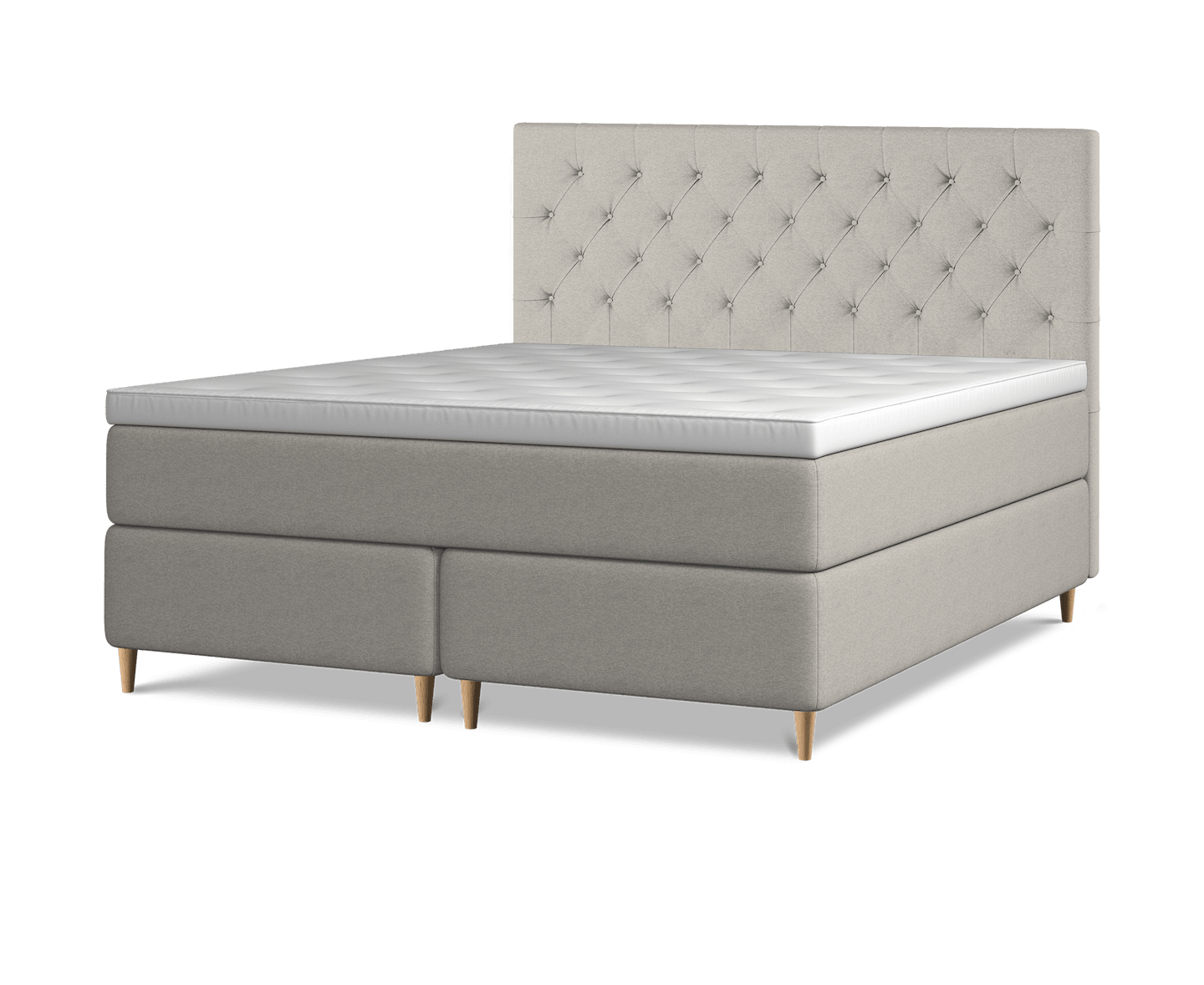 Sleepo Alba Kontinentalsäng Komfort Beige 180 Medium/Fast Träben Ek 12cm