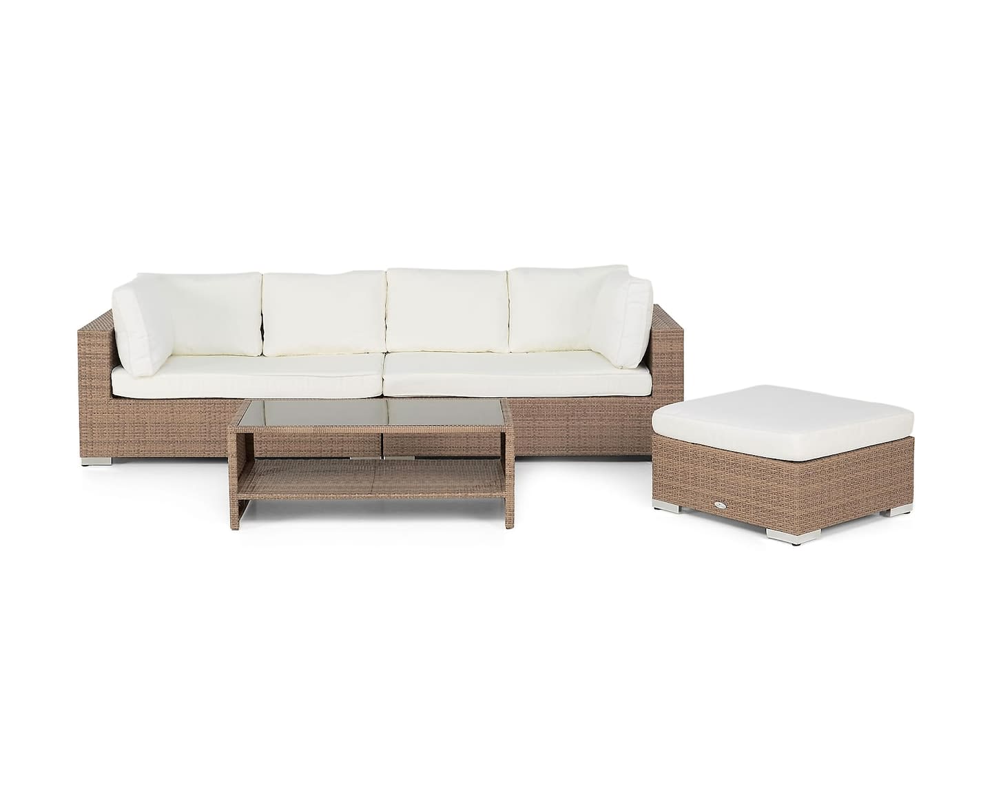 Nordic Outdoor Bora 5-seters loungegruppe inkl. sofa/bord med hylle Sand