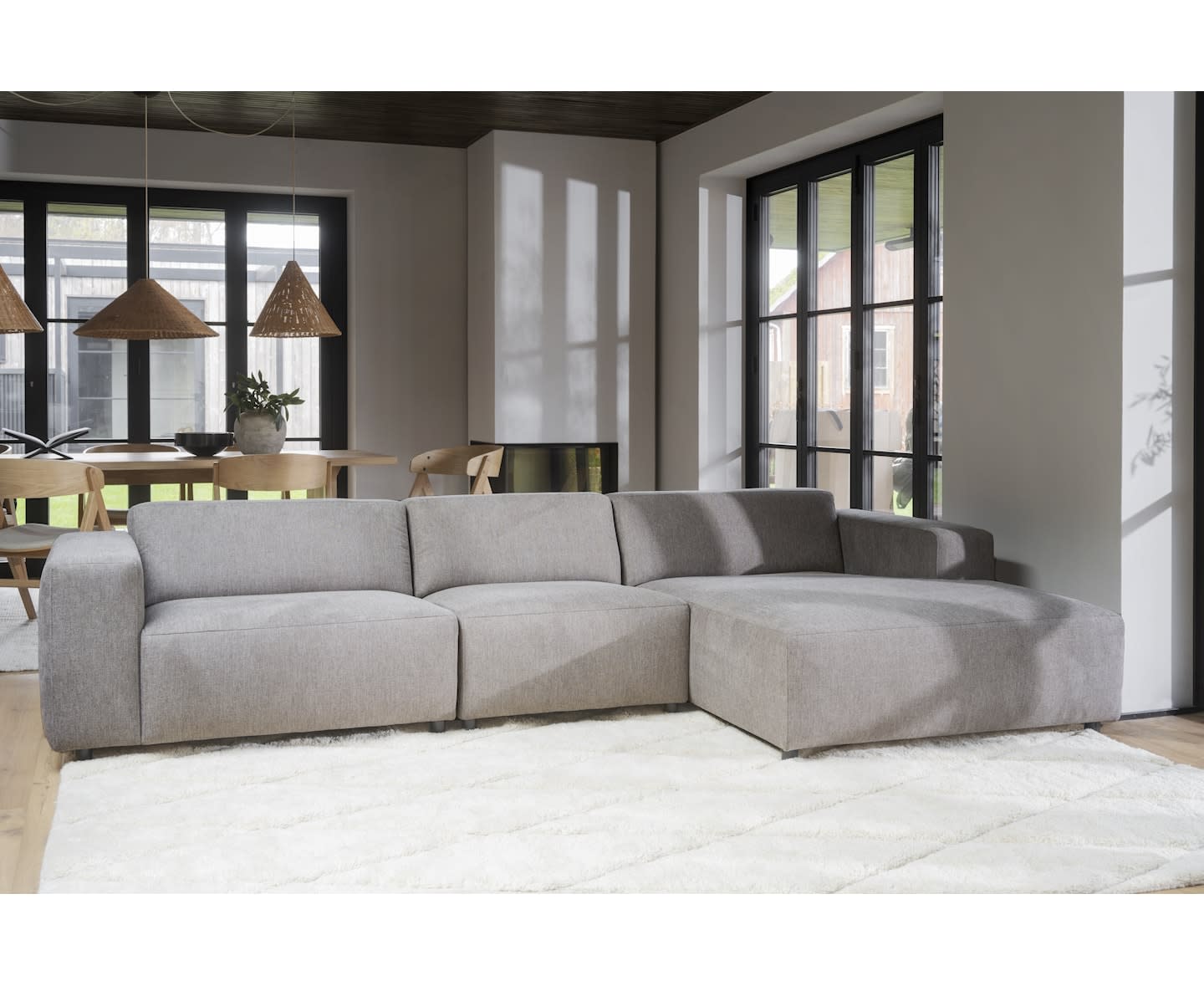 Rowico Home Willard 4-Sitzer Sofa mit Recamiere rechts, Beige